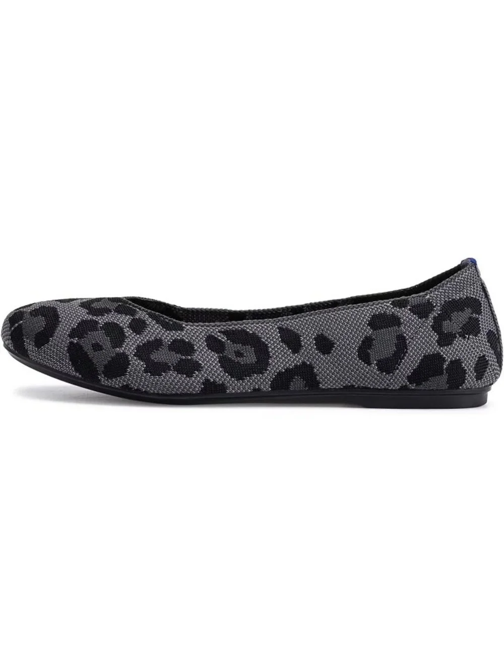 Women's Leopard Grey Round Toe Low Wedge Slip On Ballerina Ballet Flat Shoes